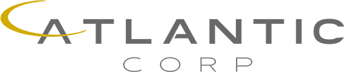Atlantic Corporation Of North Carolina Logo - Dark gray sans-serif type with gold swoosh over letter A