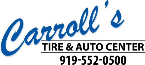 Carrolls Tire and Auto Logo - Black sans-serif type with blue script type