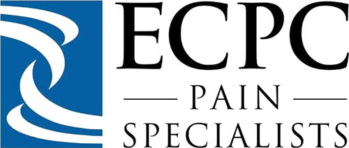ECPC Pain Specialists Logo - Black serif type with blue icon to left