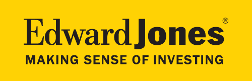 Edward Jones Logo - Black serif and sans-serif type inside yellow rectangle