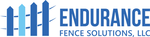 Endurance Fence Southwest Greens Logo - Blue sans-serif type with fence icon to left