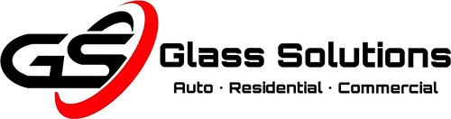 Glass Solutions Logo - Black sans-serif type with stylized GS icon to left in red and black