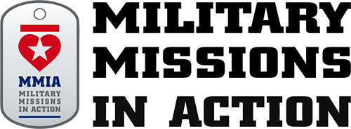 Military Missions In Action Logo - Black serif type with dog tag icon to left