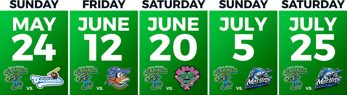 Graphic showing Perfect Game plan dates and teams playing