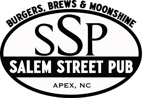 Salem Street Pub Logo - Black serif and sans-serif type inside black and white oval