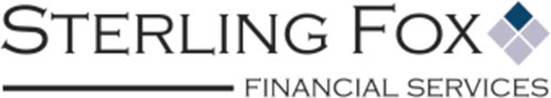 Sterling Fox Logo - Black serif type with blue diamond icon in upper right