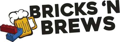 Bricks N Brews Logo - Black sans-serif type with illustrated beer mug and legos